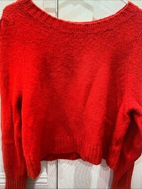 Maeve Bright Red Scoopneck Crew Sweater